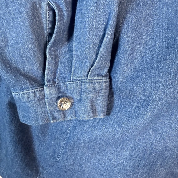 Quacker Factory Women's Button Up Jean Shirt with Embroidered Pumpkins Sz 2X - Picture 10 of 11